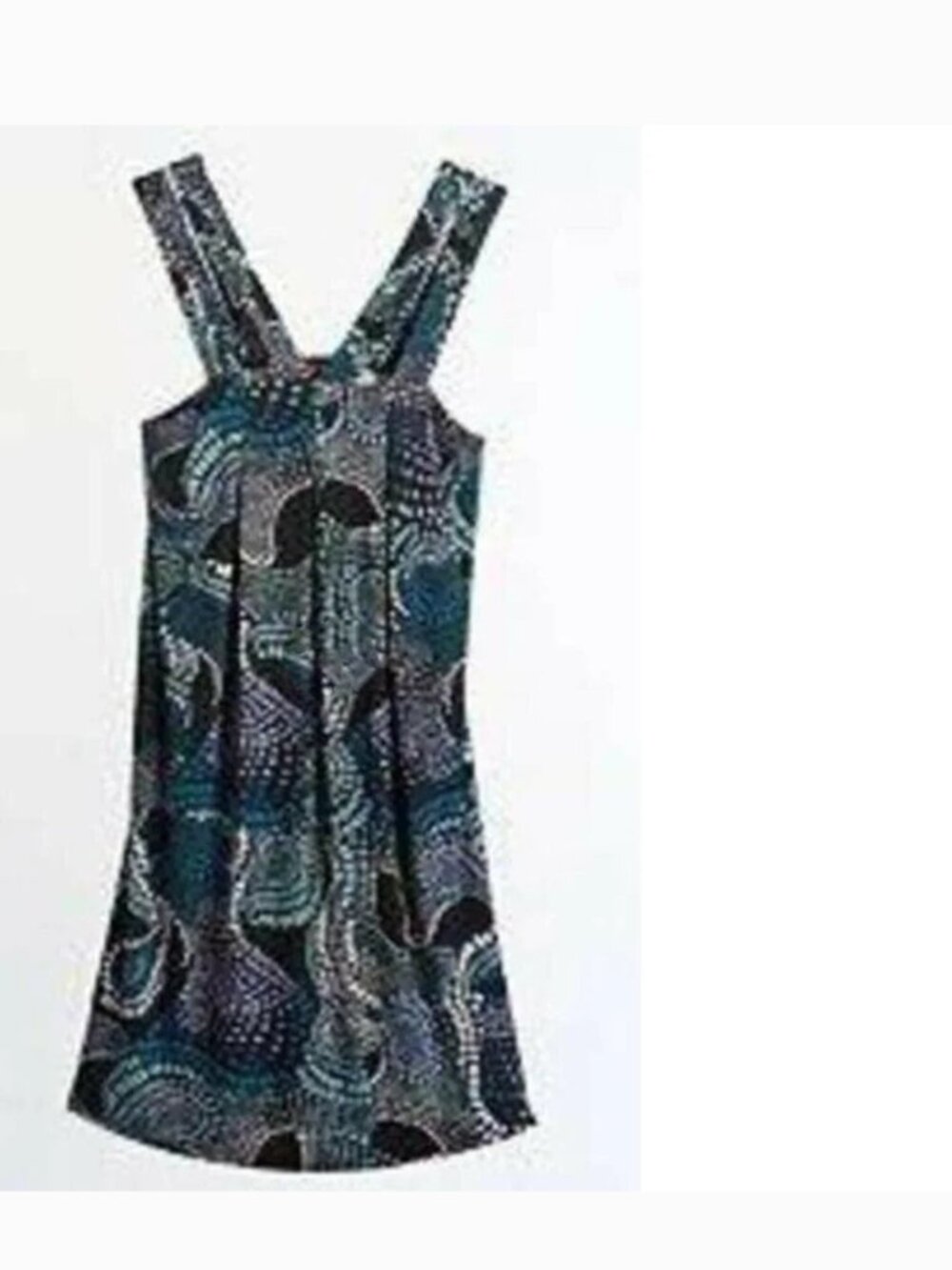 Elle Sundress Womens M Blue Stretch Pleated Sleeveless Pintuck Trapeze Dress